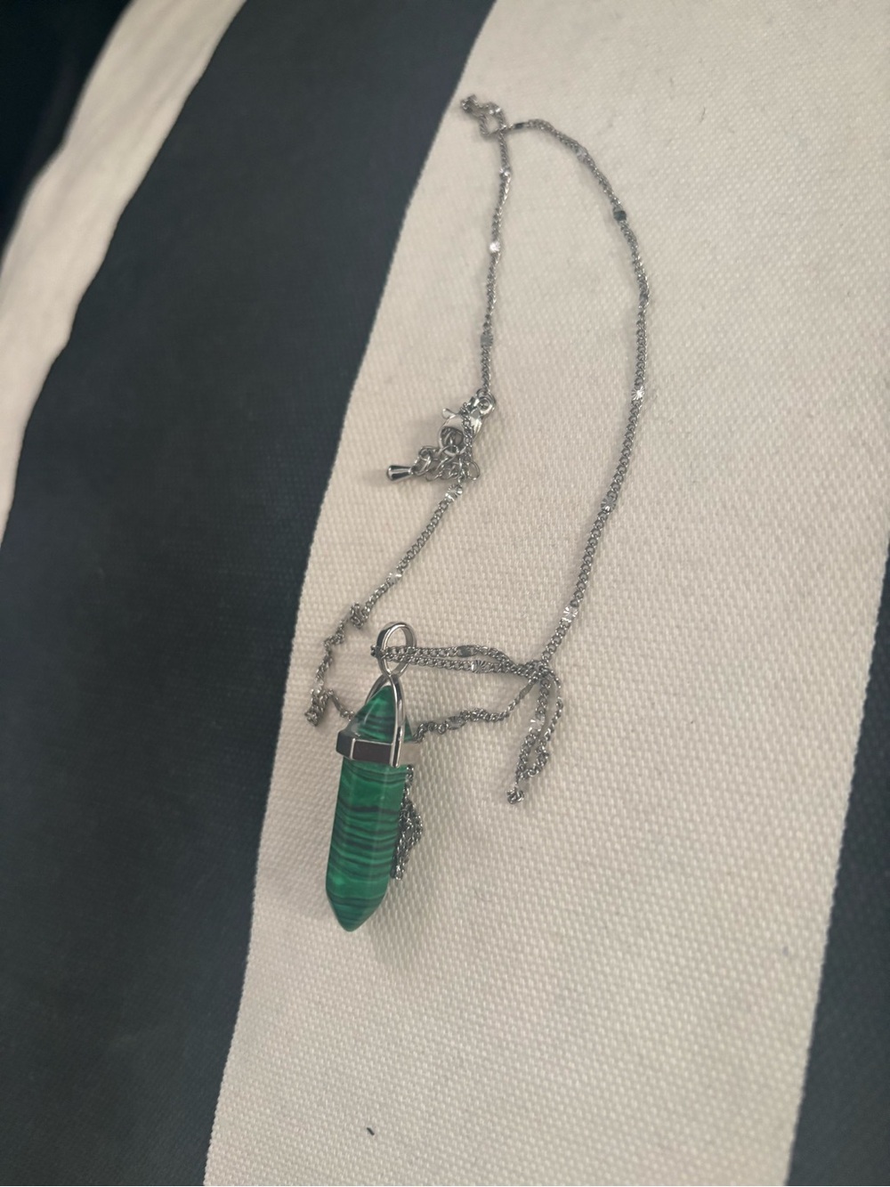 Sterling Silver Green Malachite Point Pendant Necklace